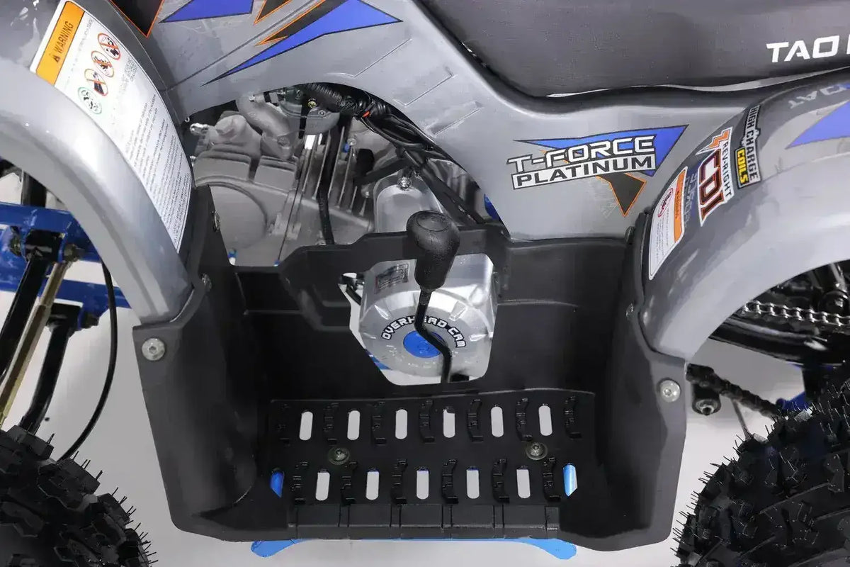 T-Force Platinum youth ATV close-up showing gear shifter and rugged footrest, Q9 PowerSports USA