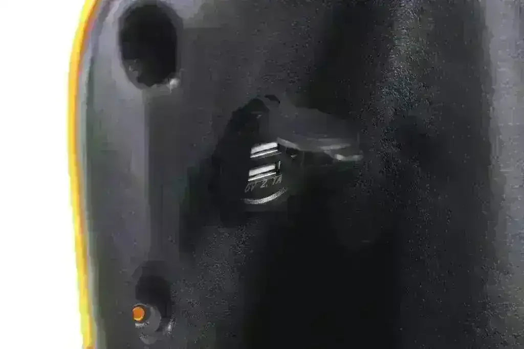 Close-up of scooter dashboard with dual USB charging port