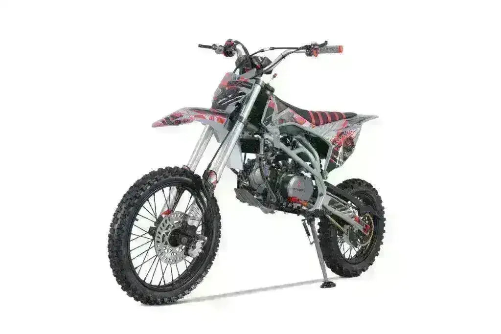 140cc off-road dirt bike with knobby tires and sporty graphics at Q9 PowerSports USA