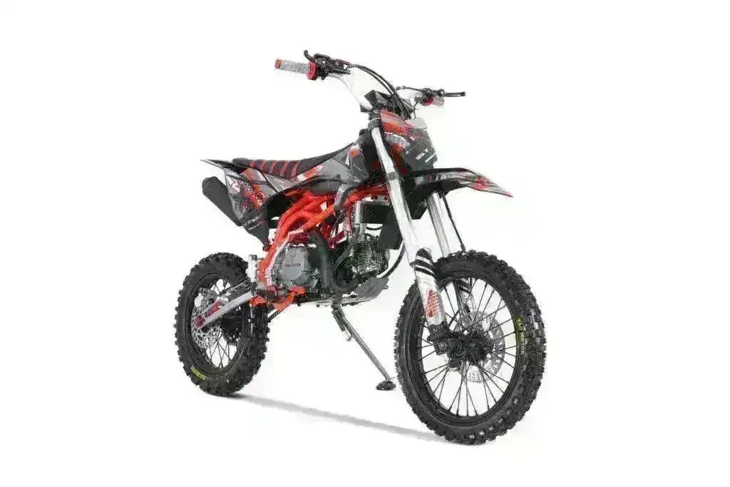 140cc off-road dirt bike with red and black graphics at Q9 PowerSports USA