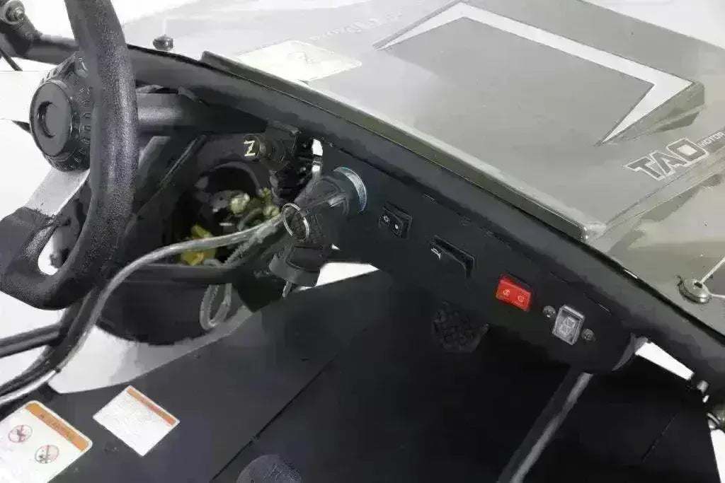 Jeep Auto 125cc youth go-kart dashboard with steering wheel and controls at Q9 PowerSports USA.