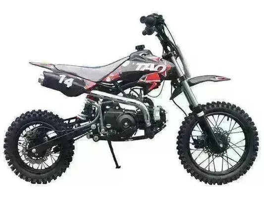 Youth 110cc dirt bike with knobby tires and black frame at Q9 PowerSports USA