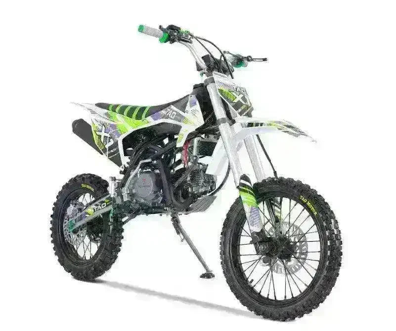 140cc off-road dirt bike with green and white graphics at Q9 PowerSports USA