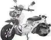 White 150cc Maddog scooter with dual headlights and exposed frame, side view