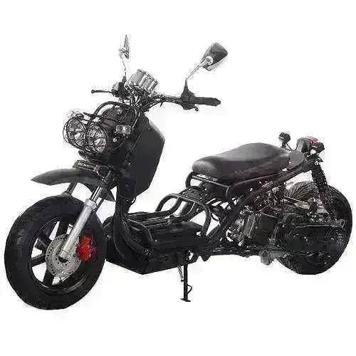 Black Maddog 50cc scooter with exposed frame, available at Q9 PowerSports USA