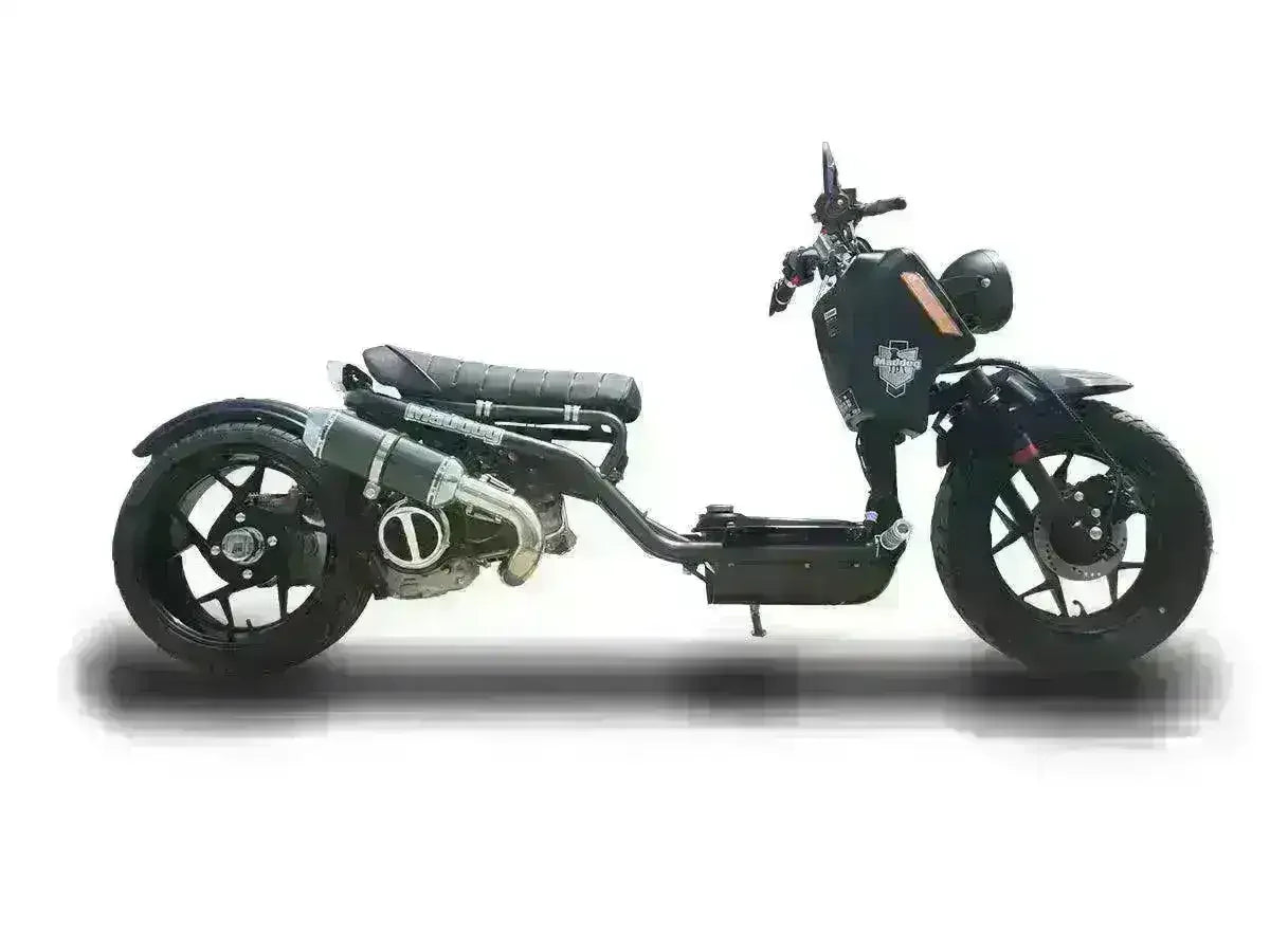 Gen 5 Maddog 150cc scooter in black, side profile, at Q9 PowerSports USA