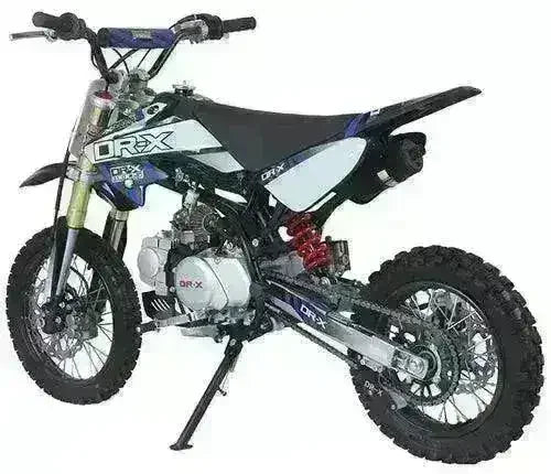 125cc fully automatic kids pit bike with off-road tires and sporty black and white design