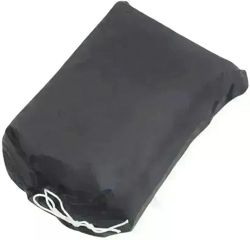 Black waterproof machine cover for ATVs from Q9 PowerSports USA, folded with drawstring