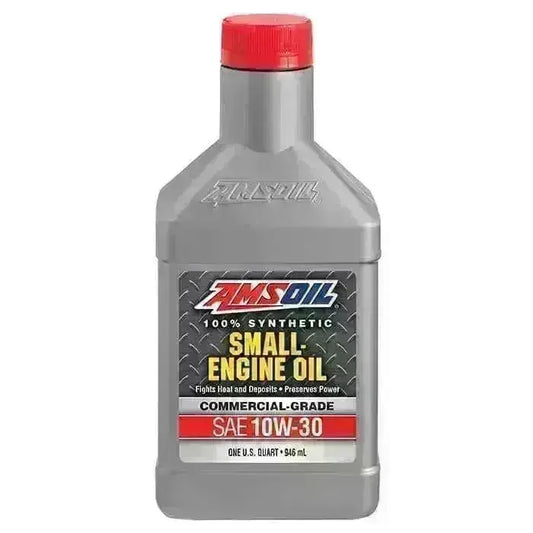 AMSOIL 10W-30 synthetic small engine oil quart bottle for ATVs and youth powersports vehicles