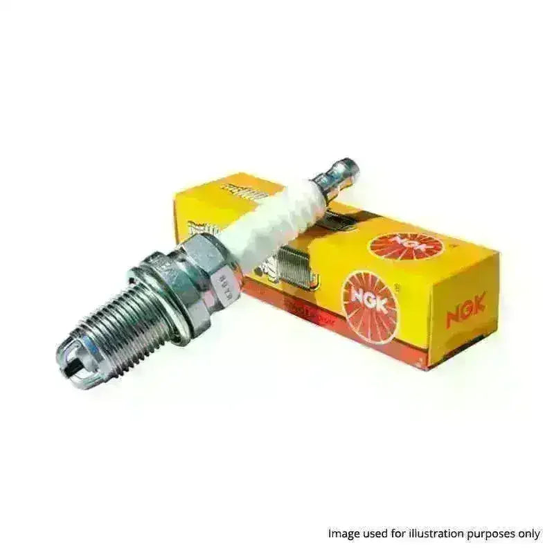 NGK spark plug with yellow box, suitable for ATVs, dirt bikes, and scooters