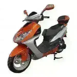 Orange and silver 150cc motor scooter with modern design and rear storage box