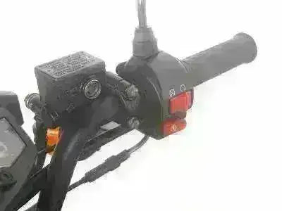 Close-up of scooter handlebar with brake lever and control switches