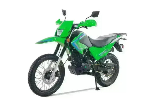 Green TBR7D 250cc road-legal motorcycle with off-road tires at Q9 PowerSports USA