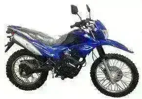 Blue Hawk 250cc enduro dirt bike with rugged tires and off-road features on white background.