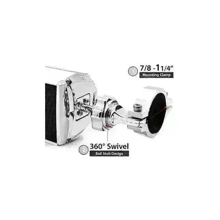 Universal mount Bluetooth speaker with radio, 360° swivel, metal clamp for handlebars