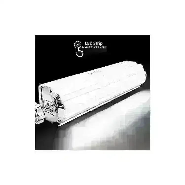 Universal mount Bluetooth speaker with radio, chrome finish, LED strip feature