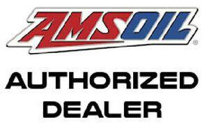 AMSOIL Authorized Dealer sign with bold red, blue, and black text