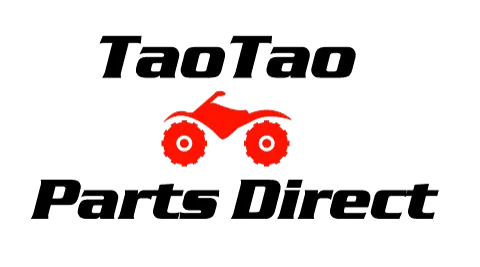 TaoTao Parts Direct logo with red ATV graphic, black bold text, ATV parts and accessories