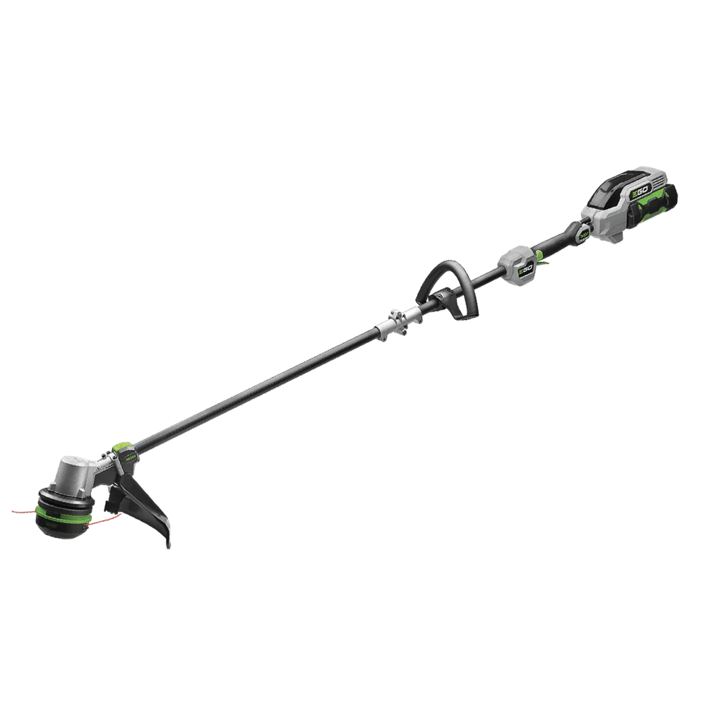 Cordless electric string trimmer with ergonomic handle and battery pack