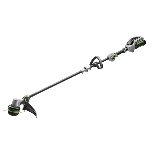 Cordless electric string trimmer with ergonomic handle and battery pack