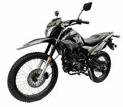 Black Hawk X 250cc dirt bike motorcycle with knobby tires, angled on white background