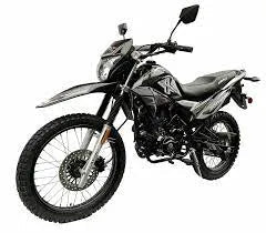 Black Hawk X 250cc dirt bike motorcycle with knobby tires, angled on white background