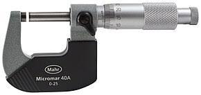 Precision micrometer tool for measuring parts, features Mahr Micromar 40A branding