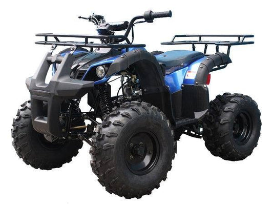 Blue 125cc gas-powered youth ATV utility four wheeler with rugged tires at Q9 PowerSports USA