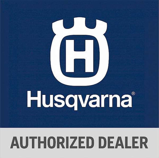 Husqvarna logo with text Authorized Dealer on blue and gray background