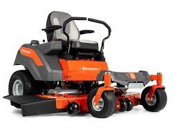 Orange zero-turn lawn mower with high-back seat and wide 54-inch cutting deck