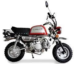 Red and silver Icebear Leo 125cc mini motorcycle with off-road tires on white background