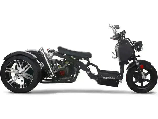Maddog 150cc trike scooter with large wheels, black frame at Q9 PowerSports USA