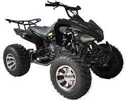Black gas-powered sports quad ATV with rugged tires for teens and adults