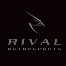 Rival Motorsports logo with stylized bird head and metallic text on black background