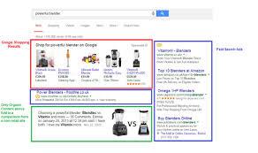 Screenshot of search results showing shopping ads, paid ads, and organic search listings for products.