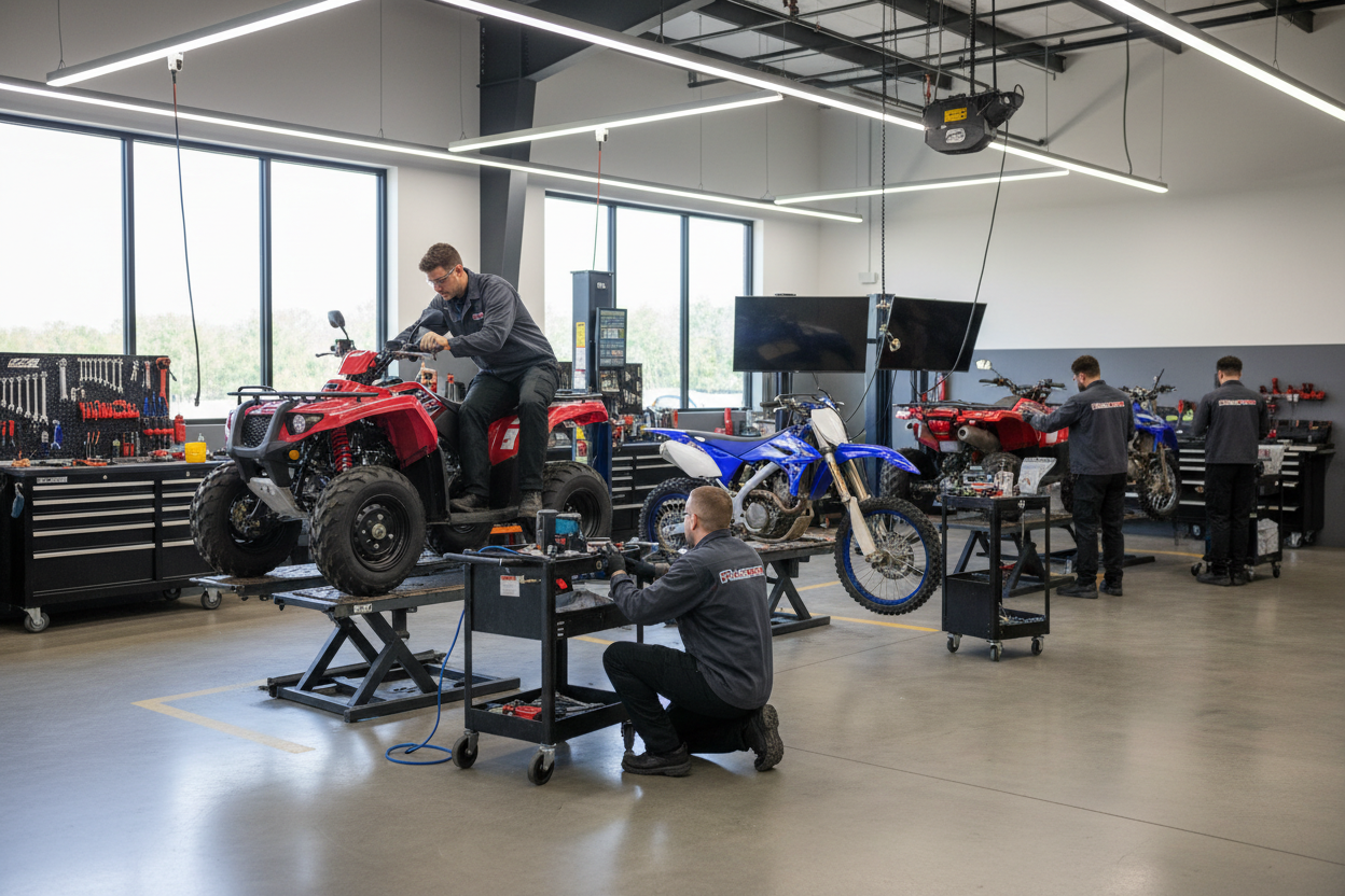 powersports service technicians in a service center - Q9 PowerSports USA
