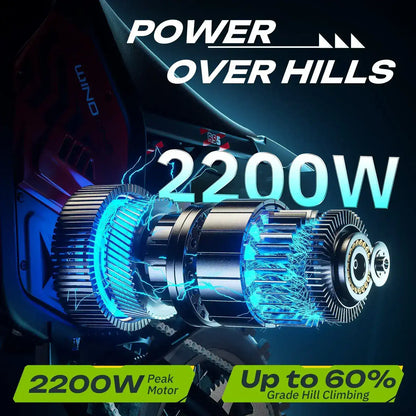 2200W electric motor for ATV or go-kart, highlighting peak power and strong hill climbing ability